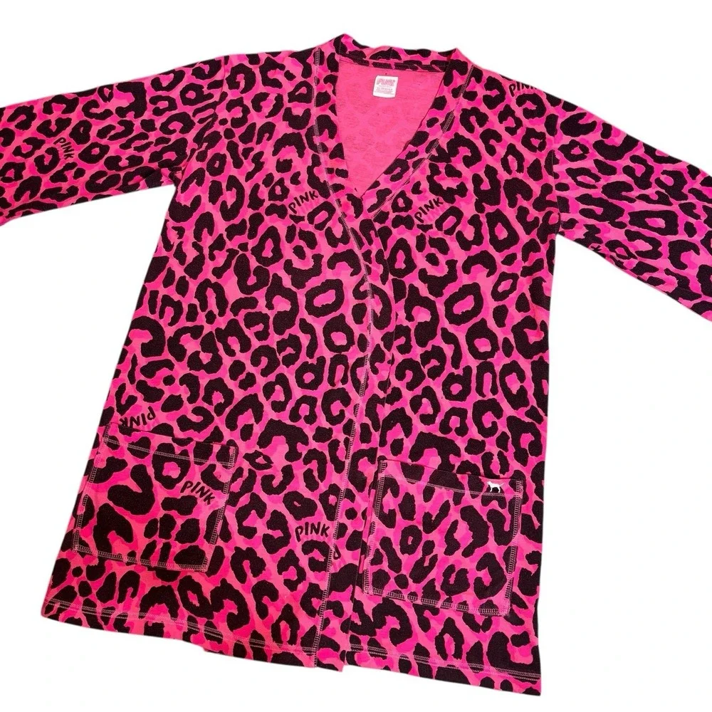 Victoria's Secret Pink Black Leopard print Robe, Size‎ XS